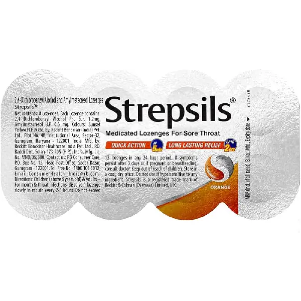 Strepsils Medicated Throat Lozenges | For Sore Throat | Flavour Orange